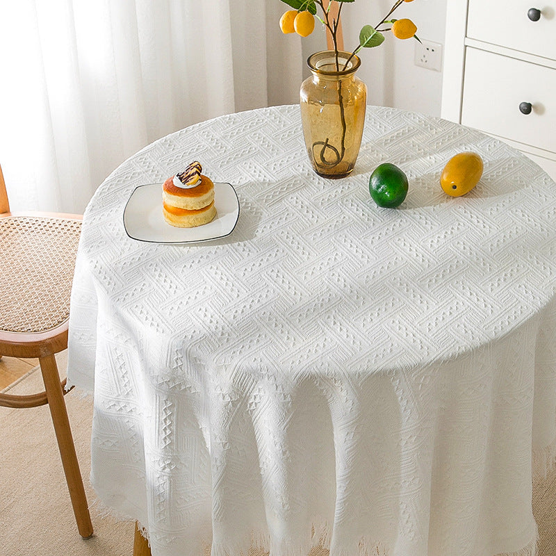 BowLift | Waffle Modern Tablecloth, Knitted Fabric Lace Coffee Cloth, Round Tablecloth, Rectangular Tablecloth