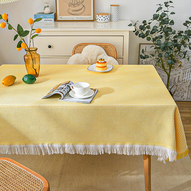BowLift | Waffle Modern Tablecloth, Knitted Fabric Lace Coffee Cloth, Round Tablecloth, Rectangular Tablecloth