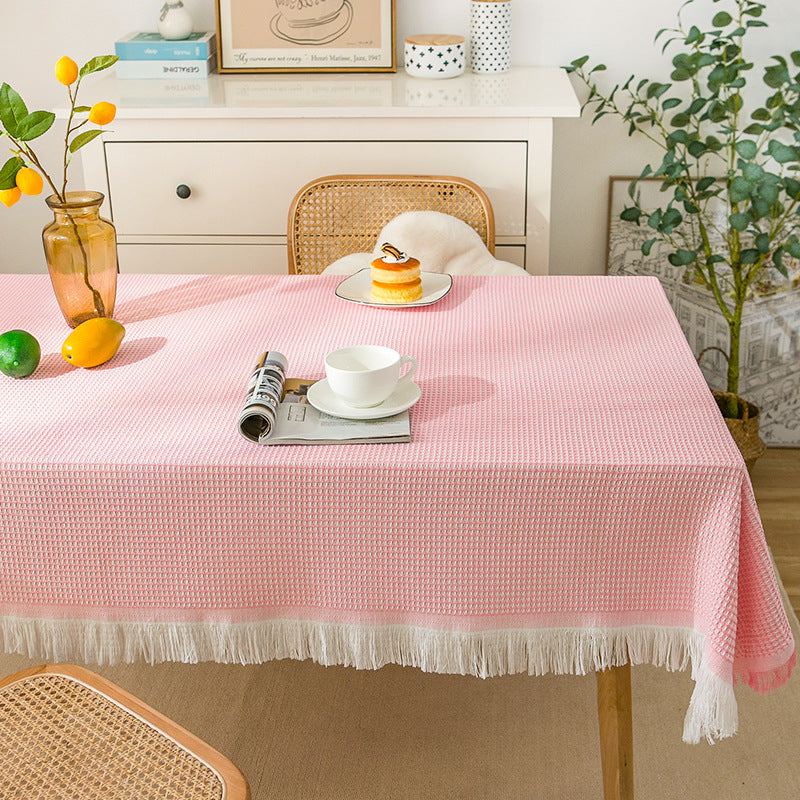 BowLift | Waffle Modern Tablecloth, Knitted Fabric Lace Coffee Cloth, Round Tablecloth, Rectangular Tablecloth