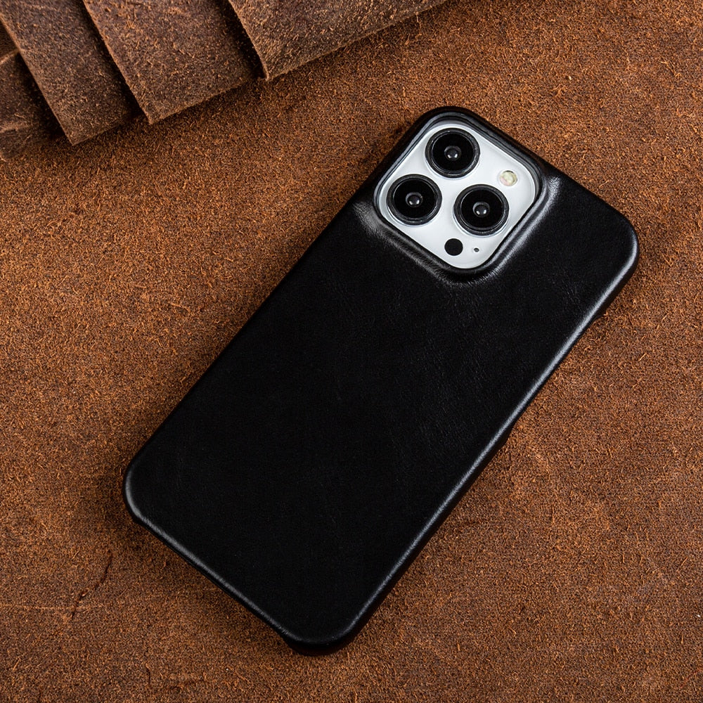 BowLift | Oil Wax Genuine Leather Apple iPhone Case