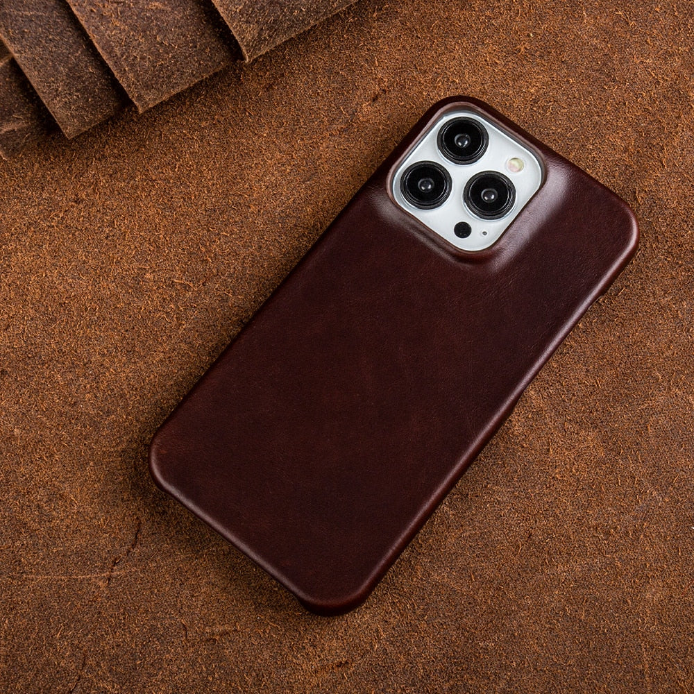 BowLift | Oil Wax Genuine Leather Apple iPhone Case