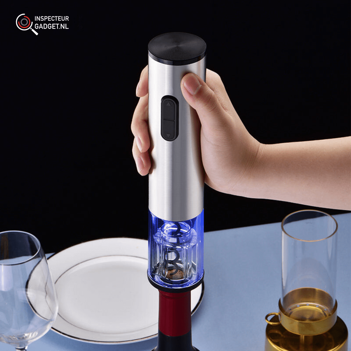 BowLift | 4-in-1 electric wine opener - corkscrew with pourer, foil cutter & vacuum stopper for effortless wine enjoyment
