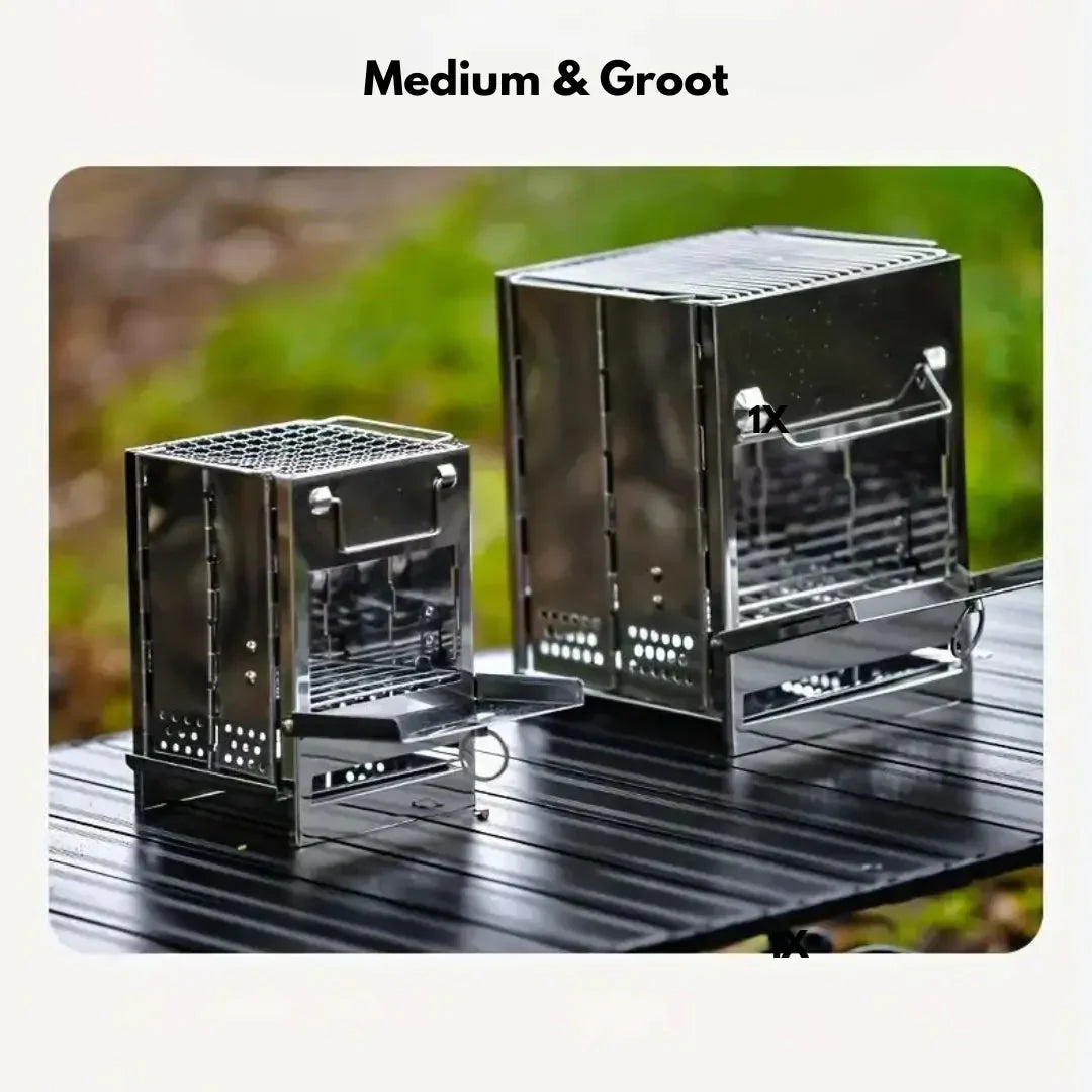 BowLift | Foldable stainless steel wood stove – Portable camping cooker for outdoor cooking