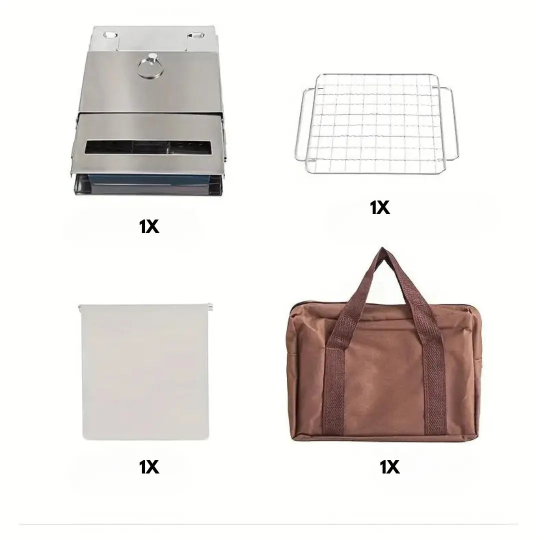 BowLift | FirePower Compact – Foldable Stainless Steel Wood Stove for Outdoor Activities