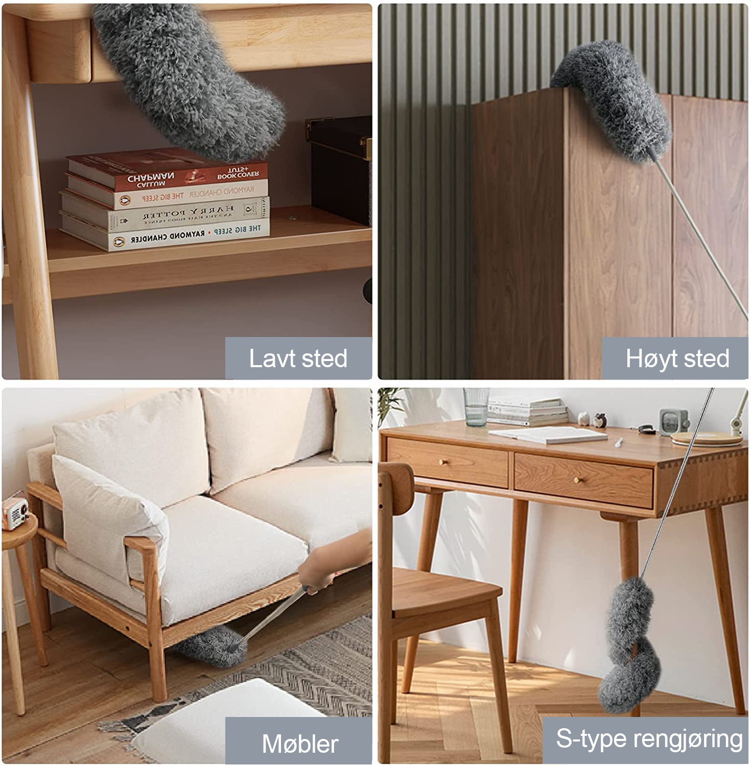 BowLift | Retractable and washable, curved dust brush in microfiber