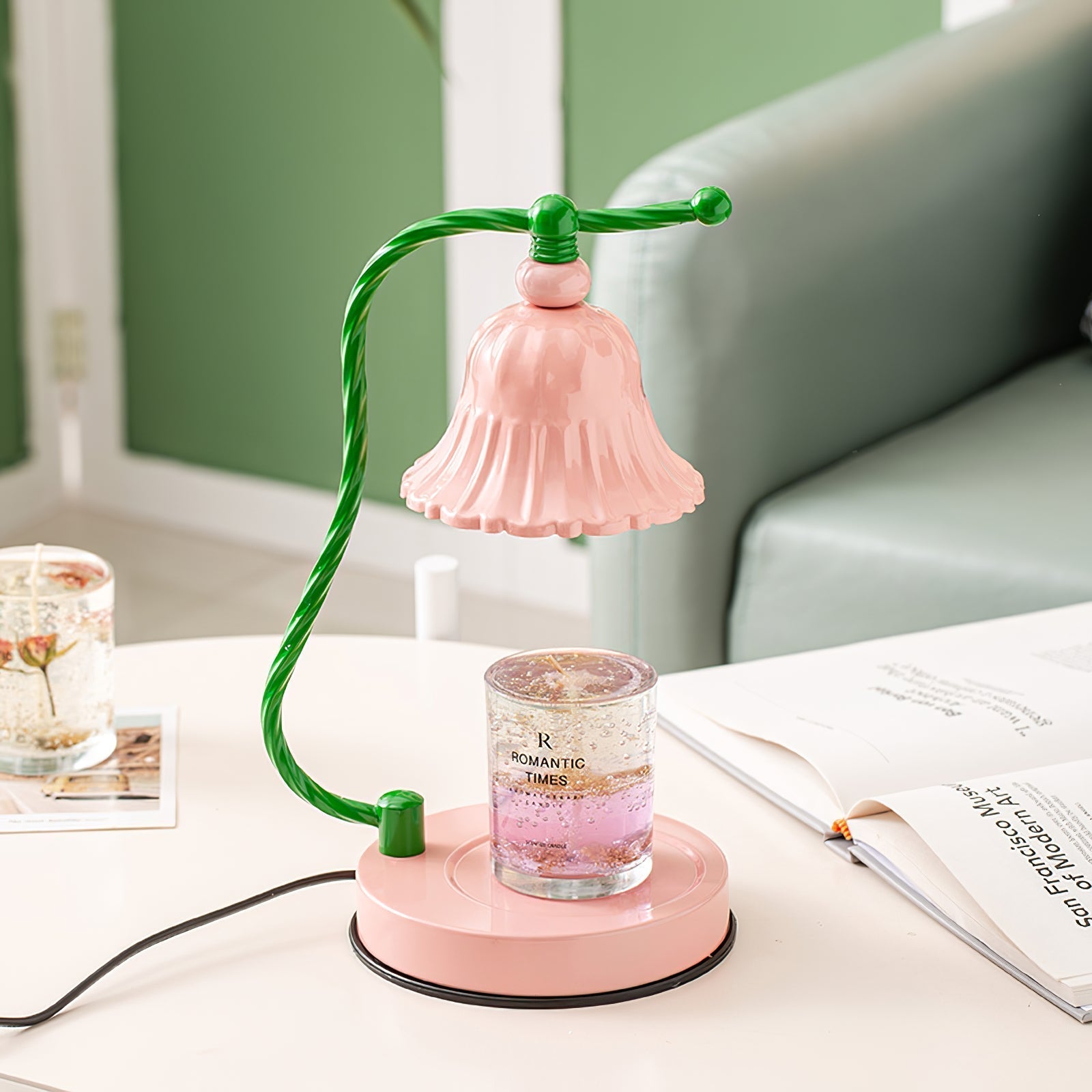 BowLift | BloomAura – Charming Pink Glass Table Lamp