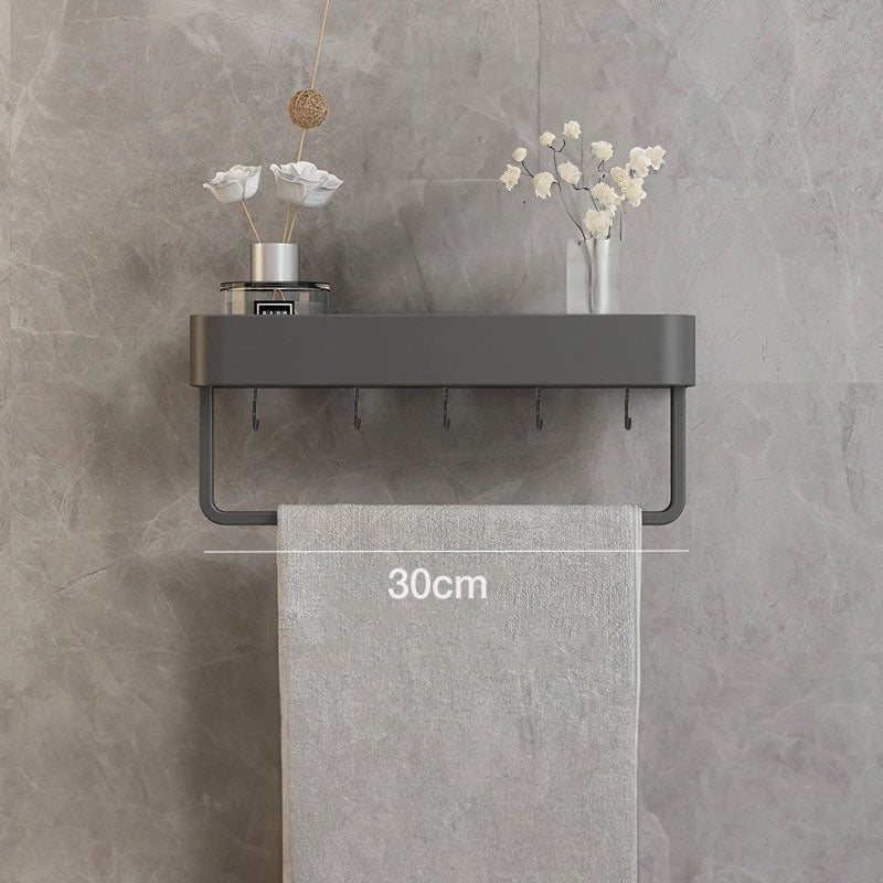 BowLift | Floating Bathroom Shelves with Hooks Without Drilling – Gray, Space-Saving