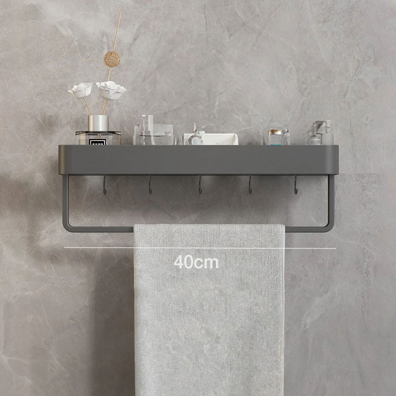 BowLift | Floating Bathroom Shelves with Hooks Without Drilling – Gray, Space-Saving