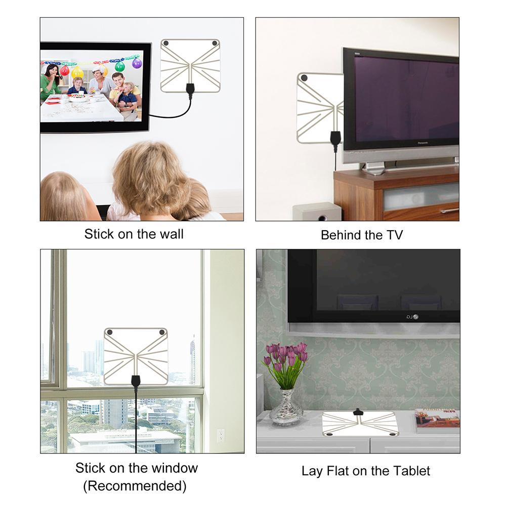 BowLift | White HDTV Antenna - With Signal Amplifier Booster 1080P 80Mile Range