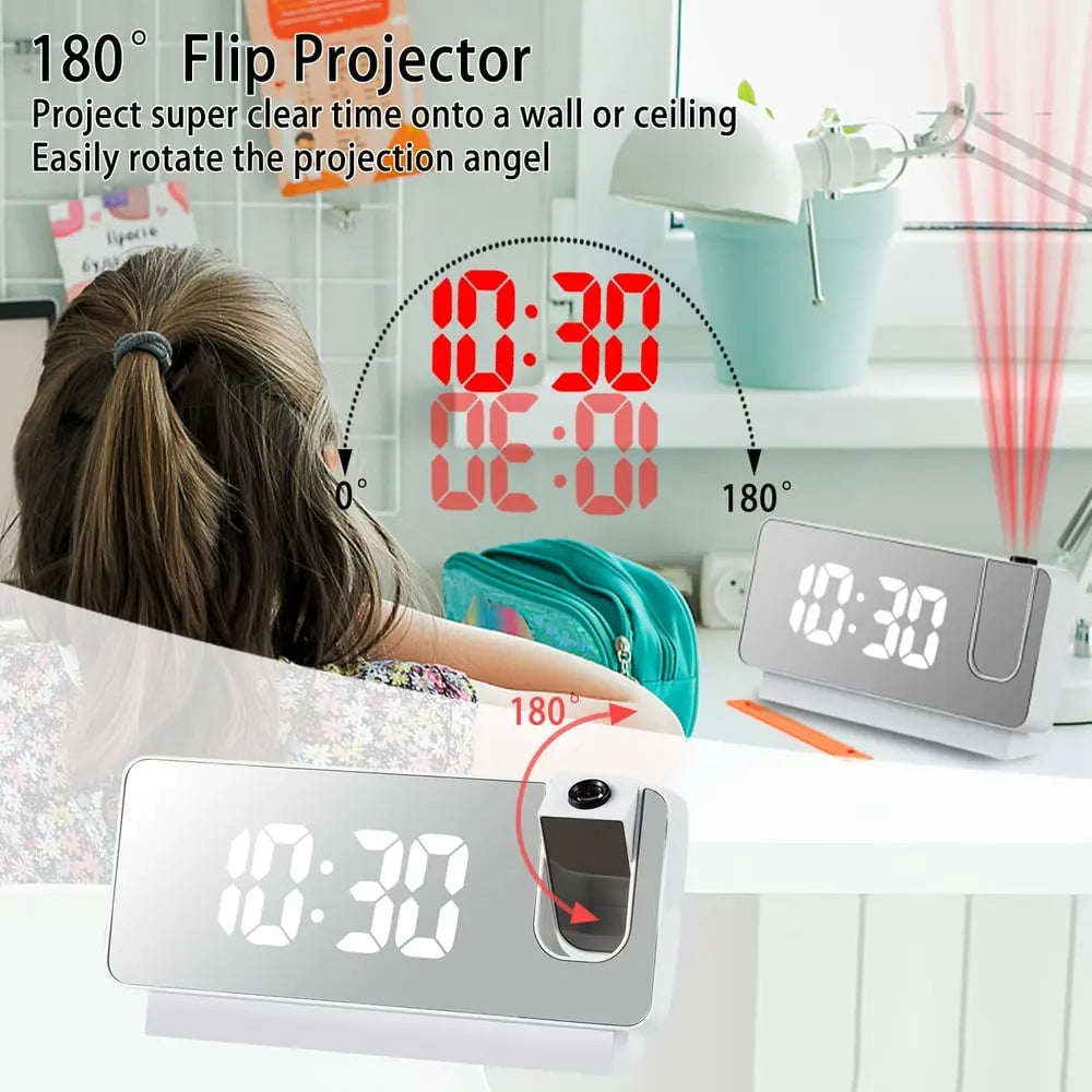 BowLift | Projection alarm clock with mirror display and large LED screen