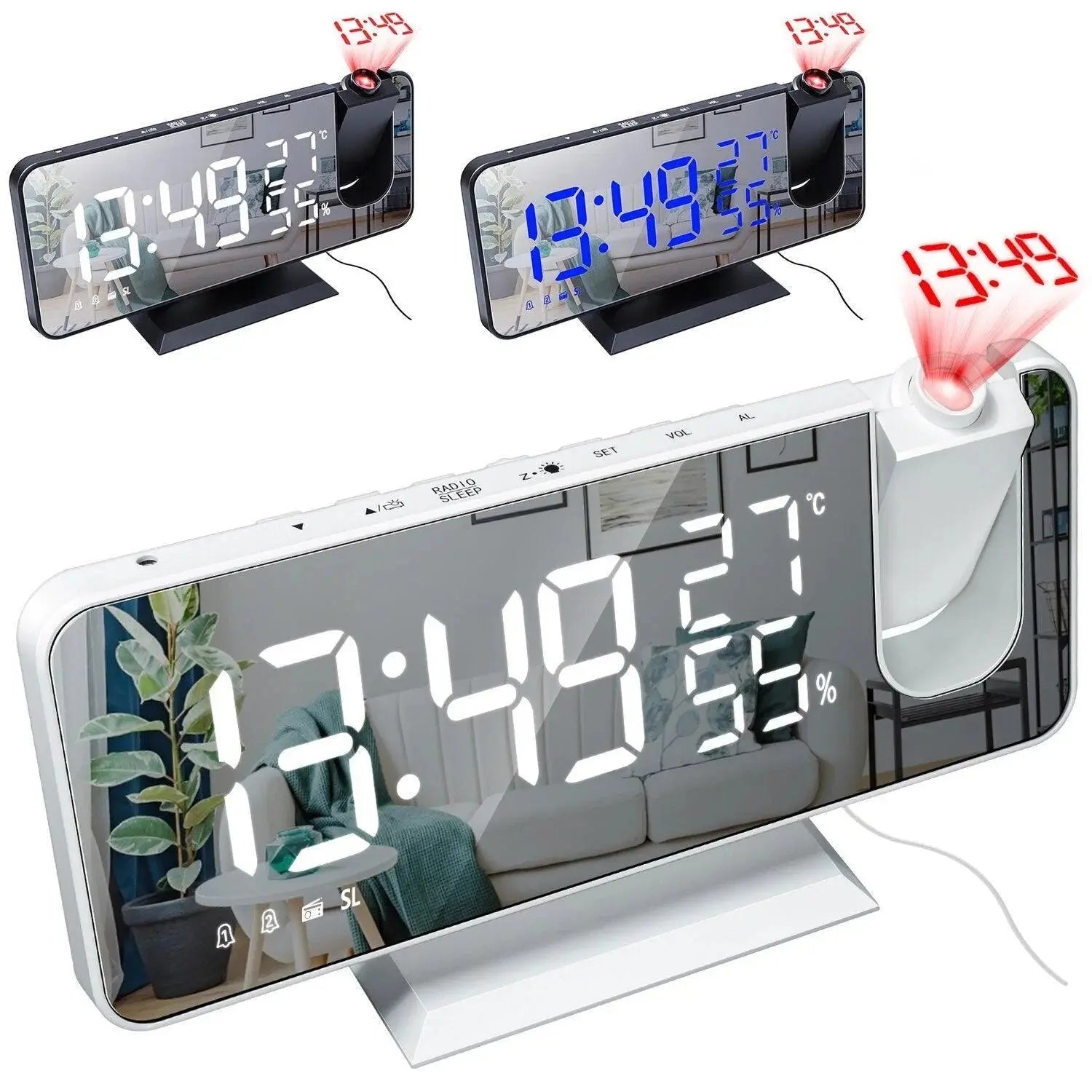 BowLift | Projection alarm clock with mirror display and large LED screen