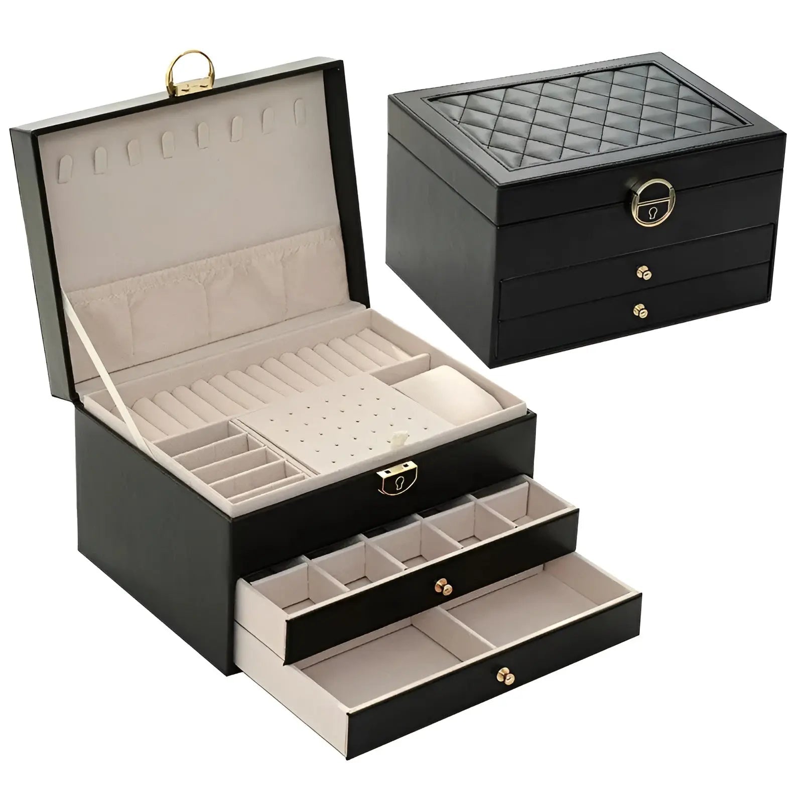 BowLift | EleganceBox – Luxury Multi-Layer Jewellery Organiser in Premium PU Leather