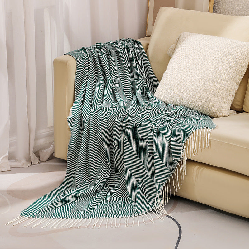 100% Cotton Luxury Herringbone Large Sofa Bed Throw Blanket Fringed Tweed Soft Bowlift