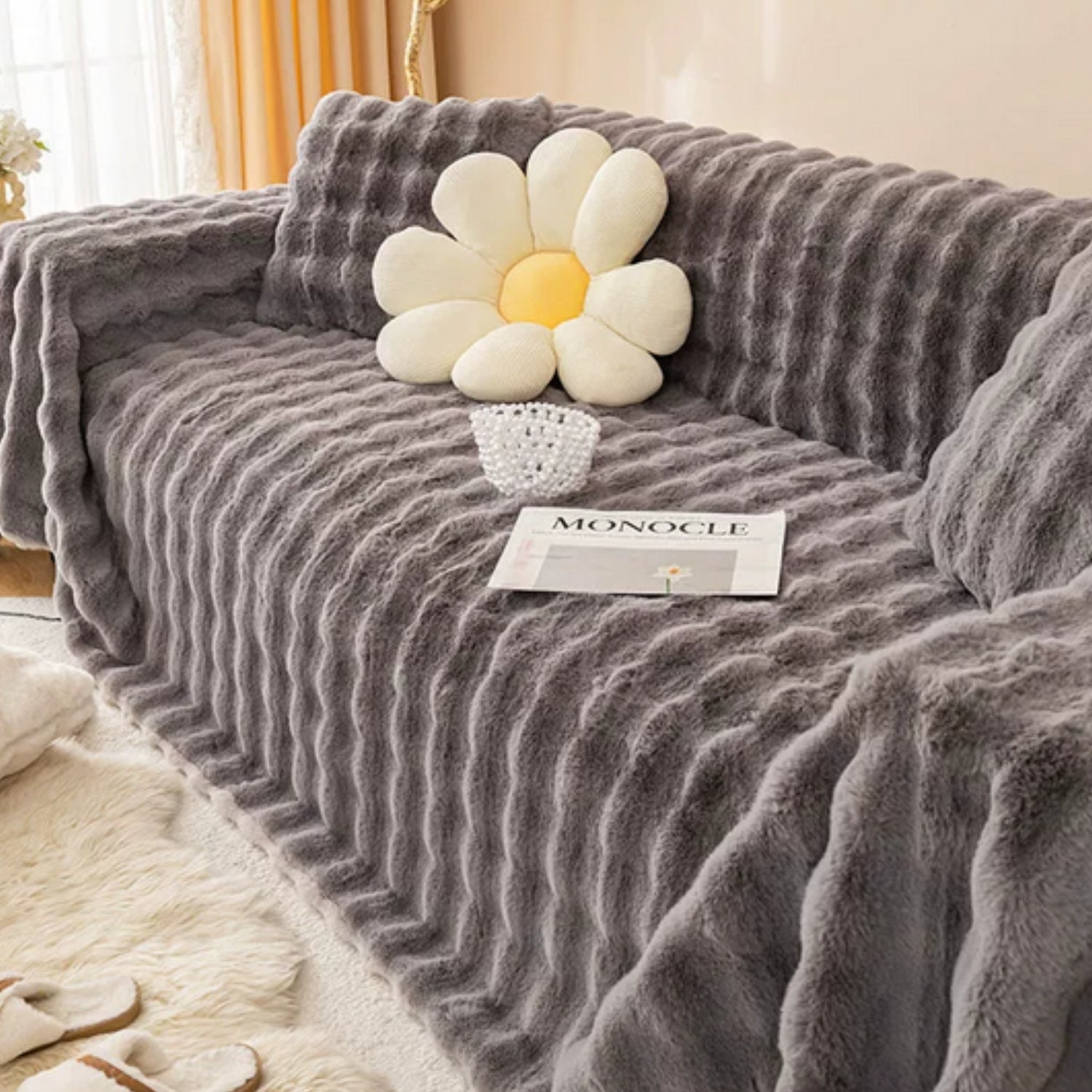 BowLift | Rabbit Faux Fur Blanket Soft Sofa Cover