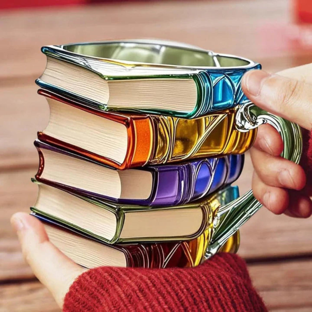 BowLift | Handmade 3D Glass Mug in the Shape of a Book – Artistic Mug for Coffee and Tea, 350 ml