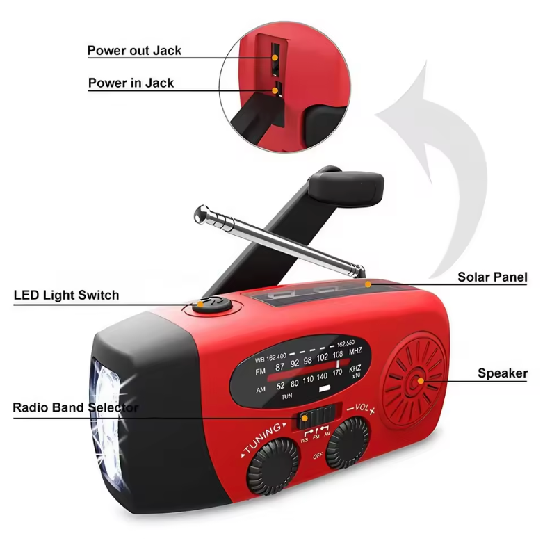BowLift | Emergency Radio | Solar Hand Crank Power Hub for Camping