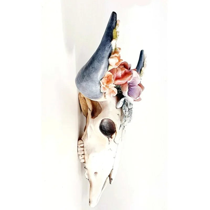 BowLift | Cow Skull - Bully - Wall Decoration with Flowers - Resin Home Decor