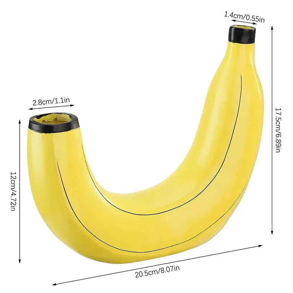 BowLift | Banana vase, flower vase made of resin, cute banana shape, decorative tabletop vase for flower arrangements, living room, bedroom, home decoration