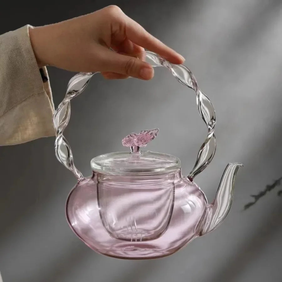 BowLift | Floral Lid Design Tea Infuser Glass Teapot