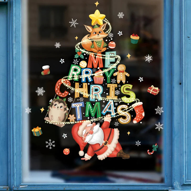 BowLift | Glimoria | Christmas Window Stickers 2025 | Santa Claus & Christmas Tree | Removable Window Stickers for Glass & Walls | Festive Decor for Christmas & New Year