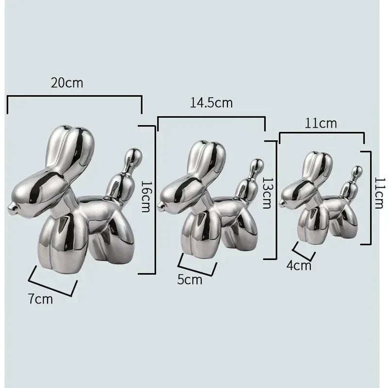 BowLift | Nordic Ceramic Balloon Dog Sculpture Gold Animal Decorations Statue Living Room Ornaments Creative Desktop Ornament Home Decor