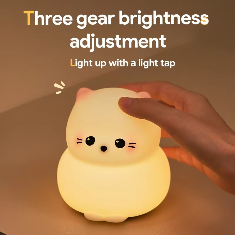 BowLift | Rechargeable Silicone Cat Night Light - Soft Touch Mood Lamp