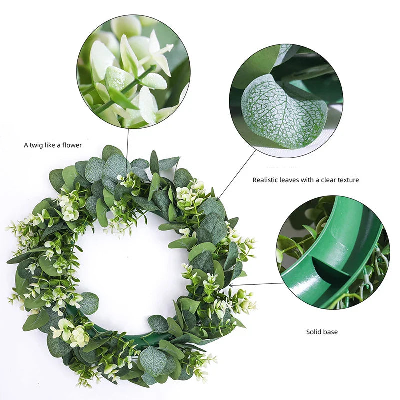 BowLift | EverLeaf | Eucalyptus Wreath with Artificial Flowers | Handcrafted Decoration for Christmas, Wedding & Home
