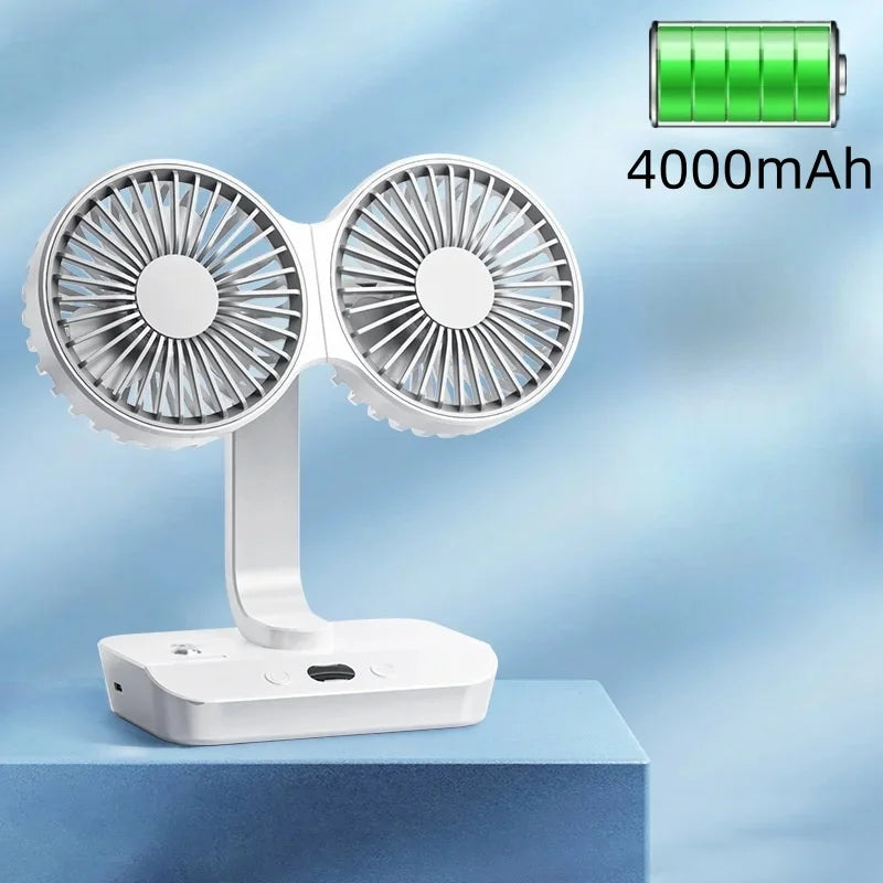 BowLift | Adjustable Double-Head Portable Table Fan Night Lamp