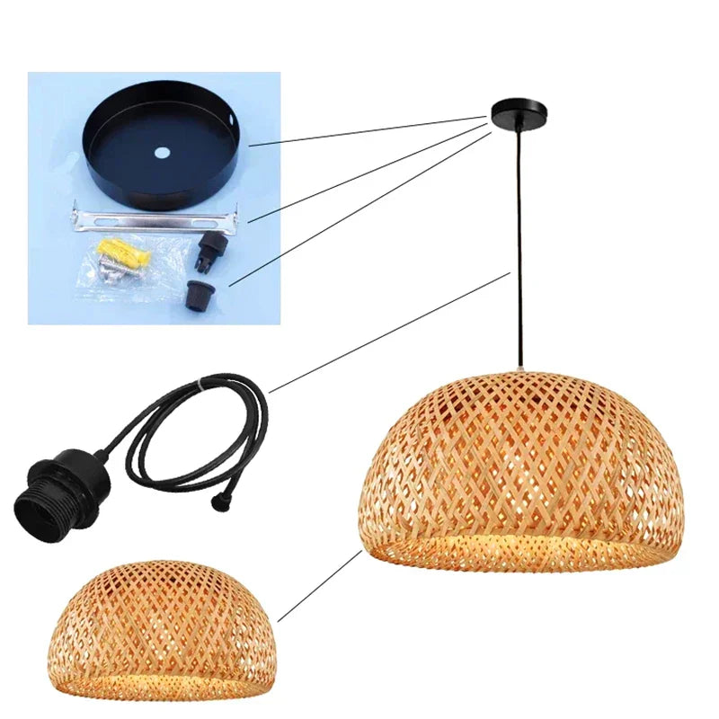 BowLift | Luxora Handwoven Bamboo Pendant Light - Eco-friendly Ceiling Lamp