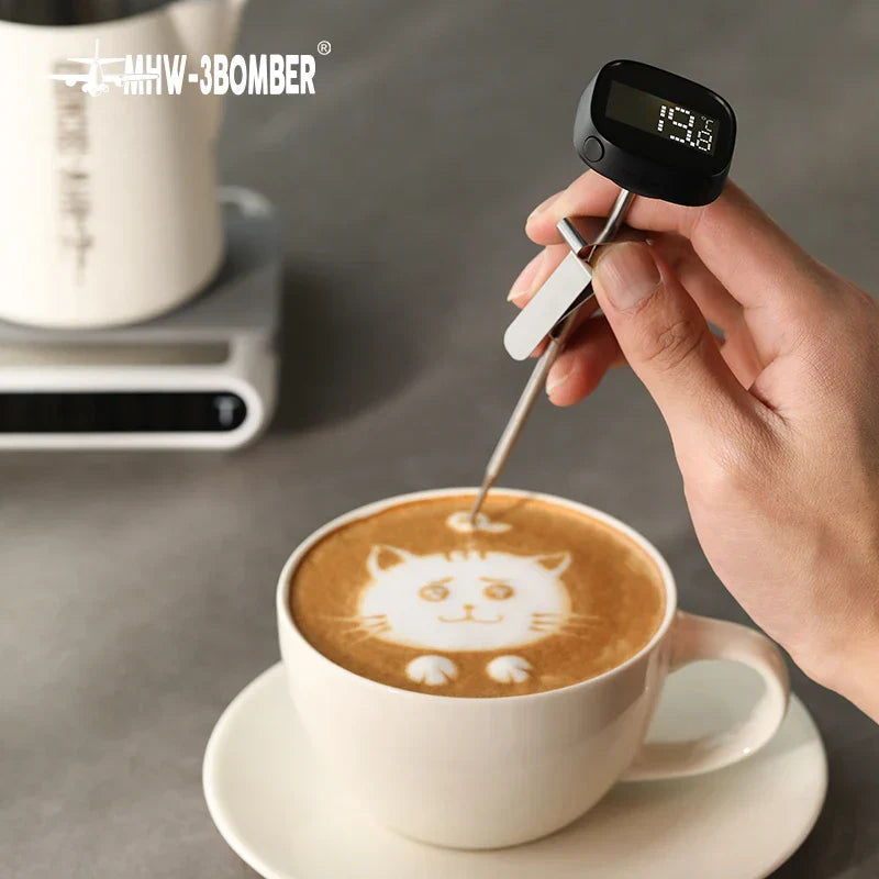 BowLift | MHW-3BOMBER Digital, instant-read coffee thermometer for latte art pen, milk frothing pitcher, stylish barista kitchen accessories for home