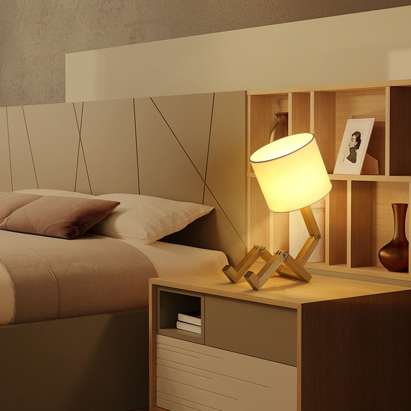 BowLift | Robot Form Wood Table Lamp
