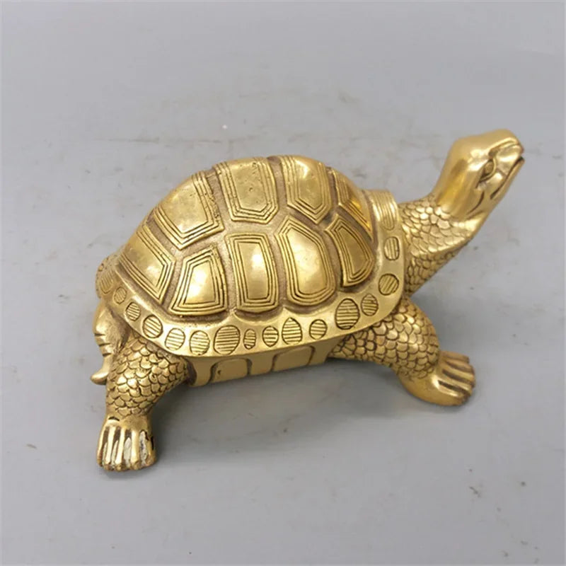BowLift | Brass Feng Shui Turtle Statue Lucky Animal Sculpture for Longevity Home Office Decoration Figurine Gift Study Ornament