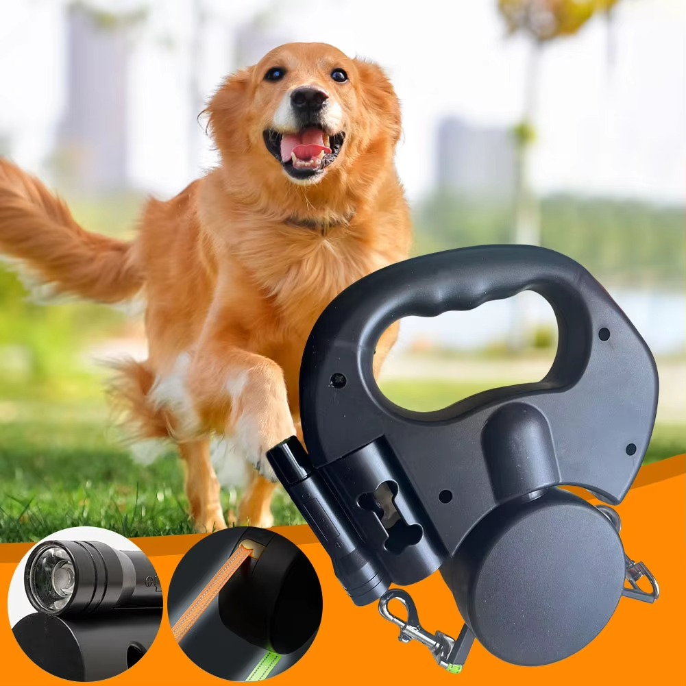 BowLift | Retractable Dual Dog Leash with 360° Swivel and LED Safety Light for Walking Two Dogs