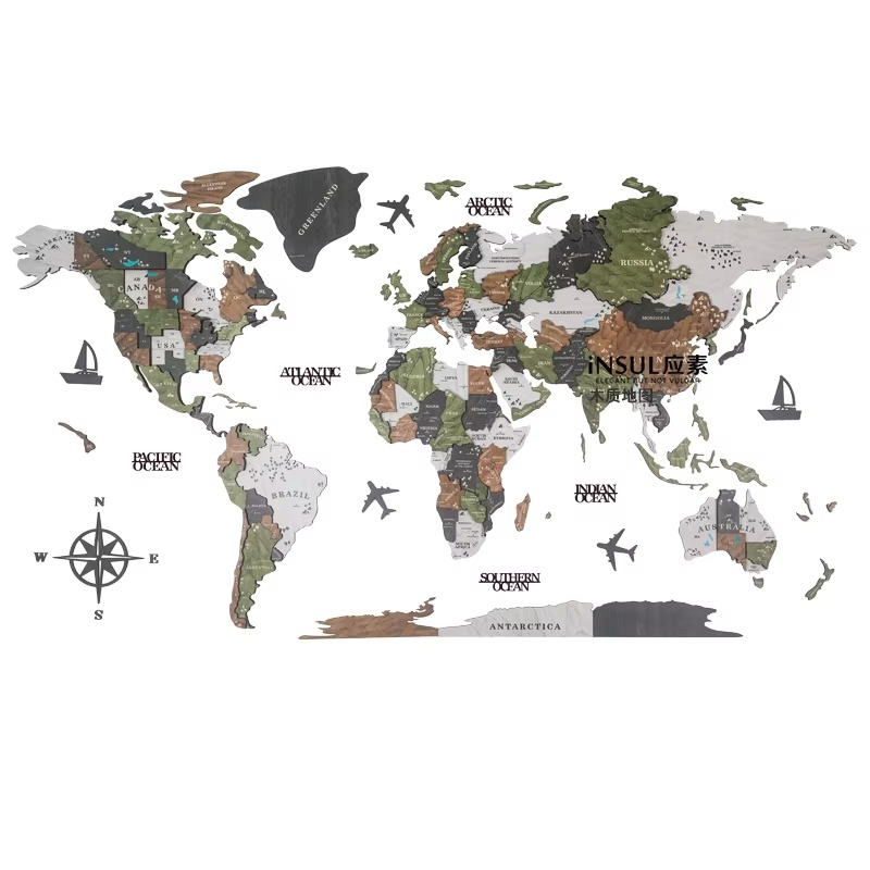 BowLift | 3D Wooden World Map Wall Art for Living Room or Office