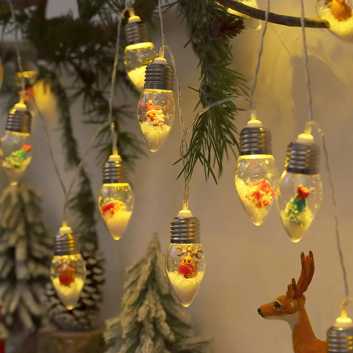 BowLift | LED snowball string lights | 10 warm white balls | Christmas & New Year decoration