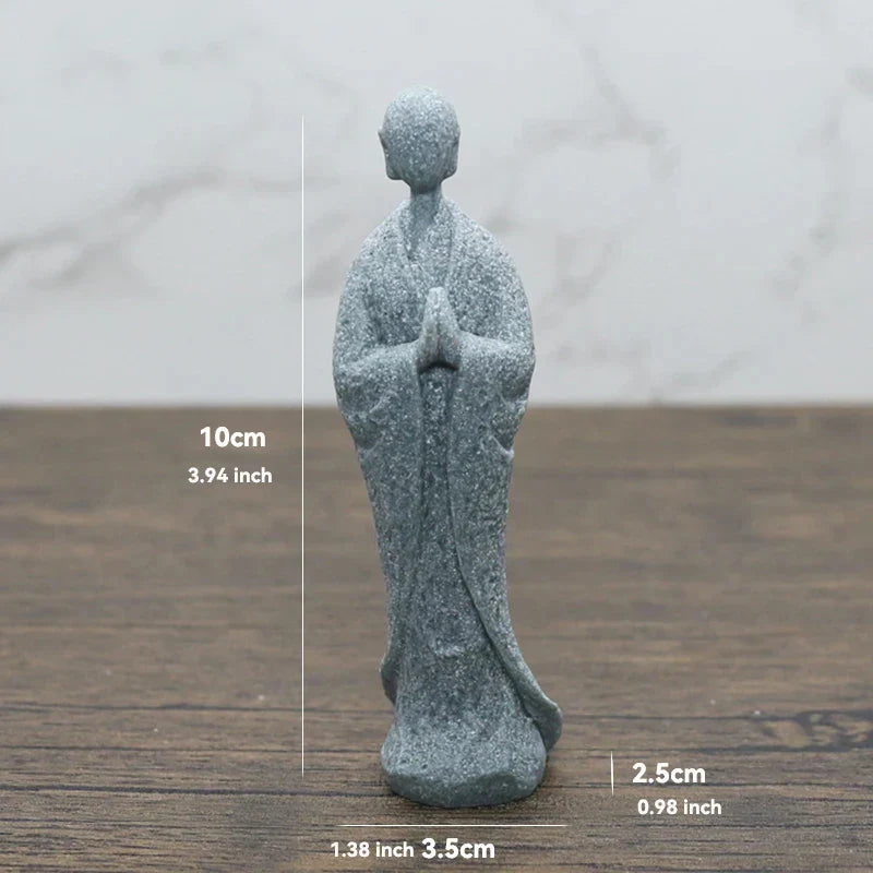 BowLift | Buddha Stone Statue Small Buddhist Monks Tibetan Buddhism Figures Zen Garden Ornament Meditation Home Aquarium Decoration