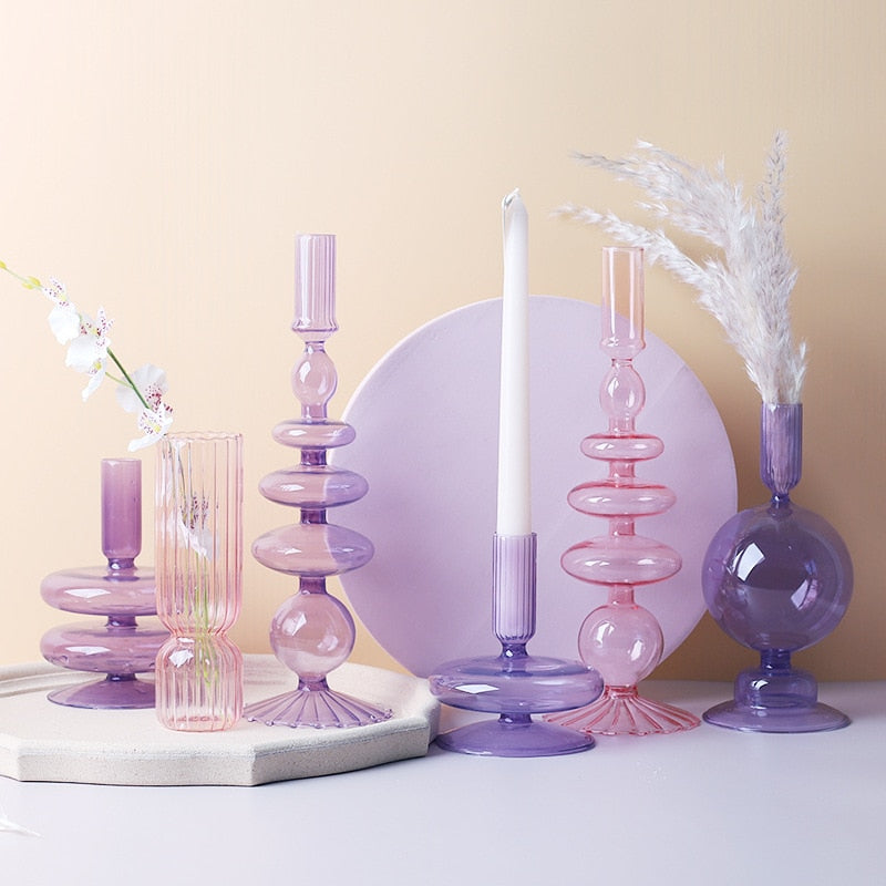 BowLift | Lilac Candle Holder made of Glass
