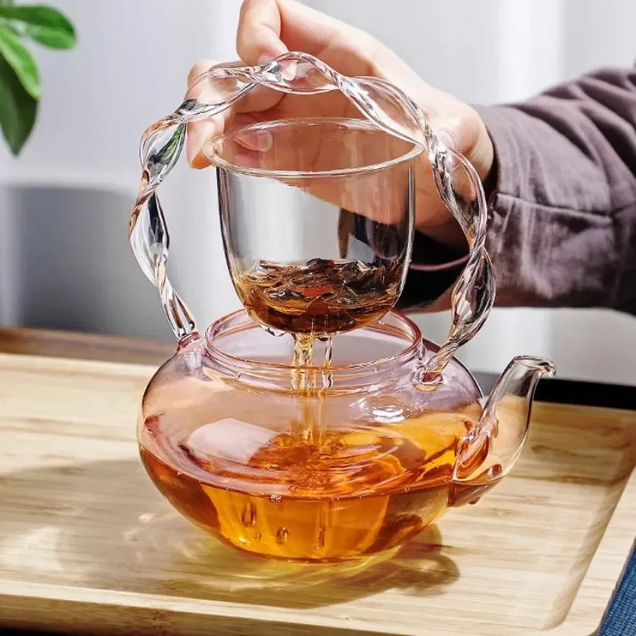BowLift | Floral Lid Design Tea Infuser Glass Teapot