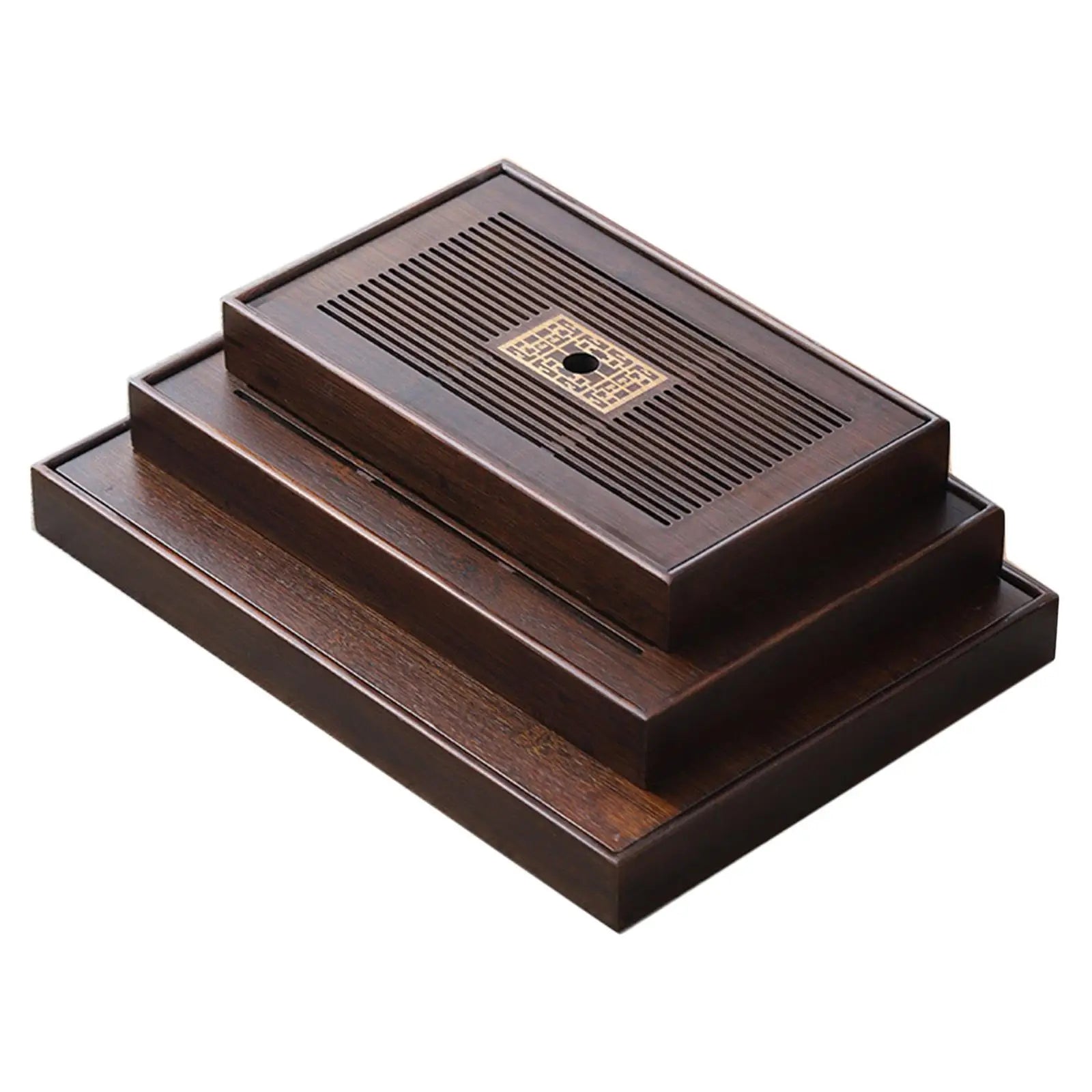 BowLift | Chinese Tea Tray with Water Storage Box Durable Simple Drainage Type Plate Tea Serving Tray for Teahouse Home Household Office