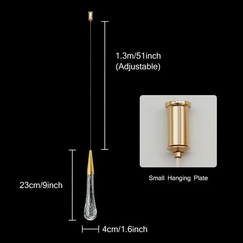 BowLift | Crystal LED Pendant Lights: Perfect for Bedrooms, Dining Rooms, Bar - Water Droplet Chandelier, Stair Lamp for Interior Decoration