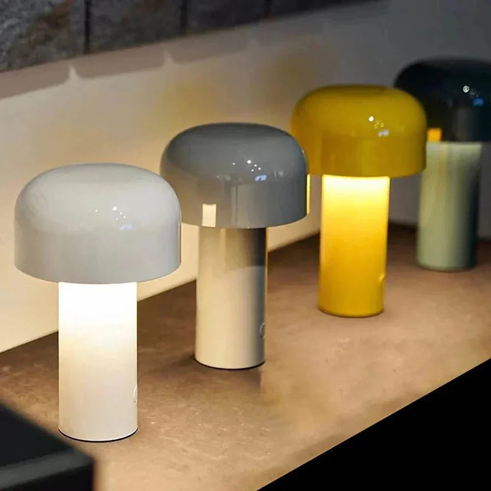 BowLift | Italian Designer Mushroom Table Lamp Night Light - Portable Cordless Touch Lamp