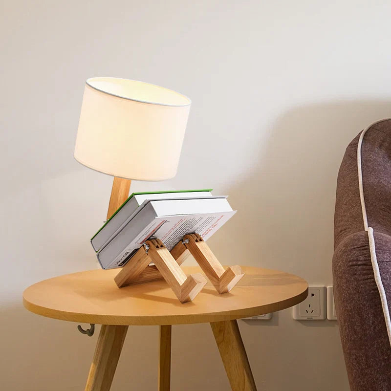 BowLift | Playful Robot Table Lamp - made of Sustainable Wood for Creative Spaces