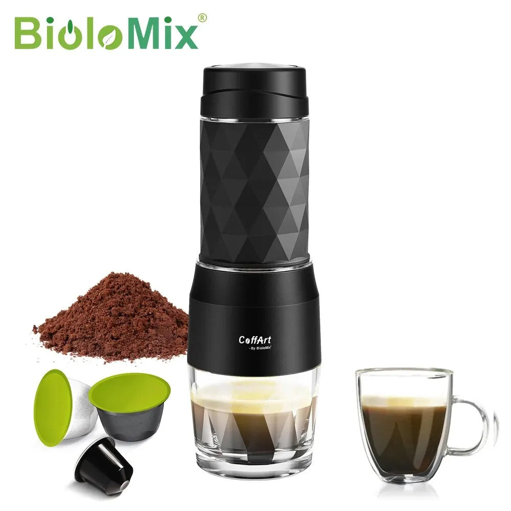 BowLift | Portable Coffee Machine Espresso Machine Hand Press Capsule Ground Coffee Brewer Portable for Travel and Picnic, BioloMix