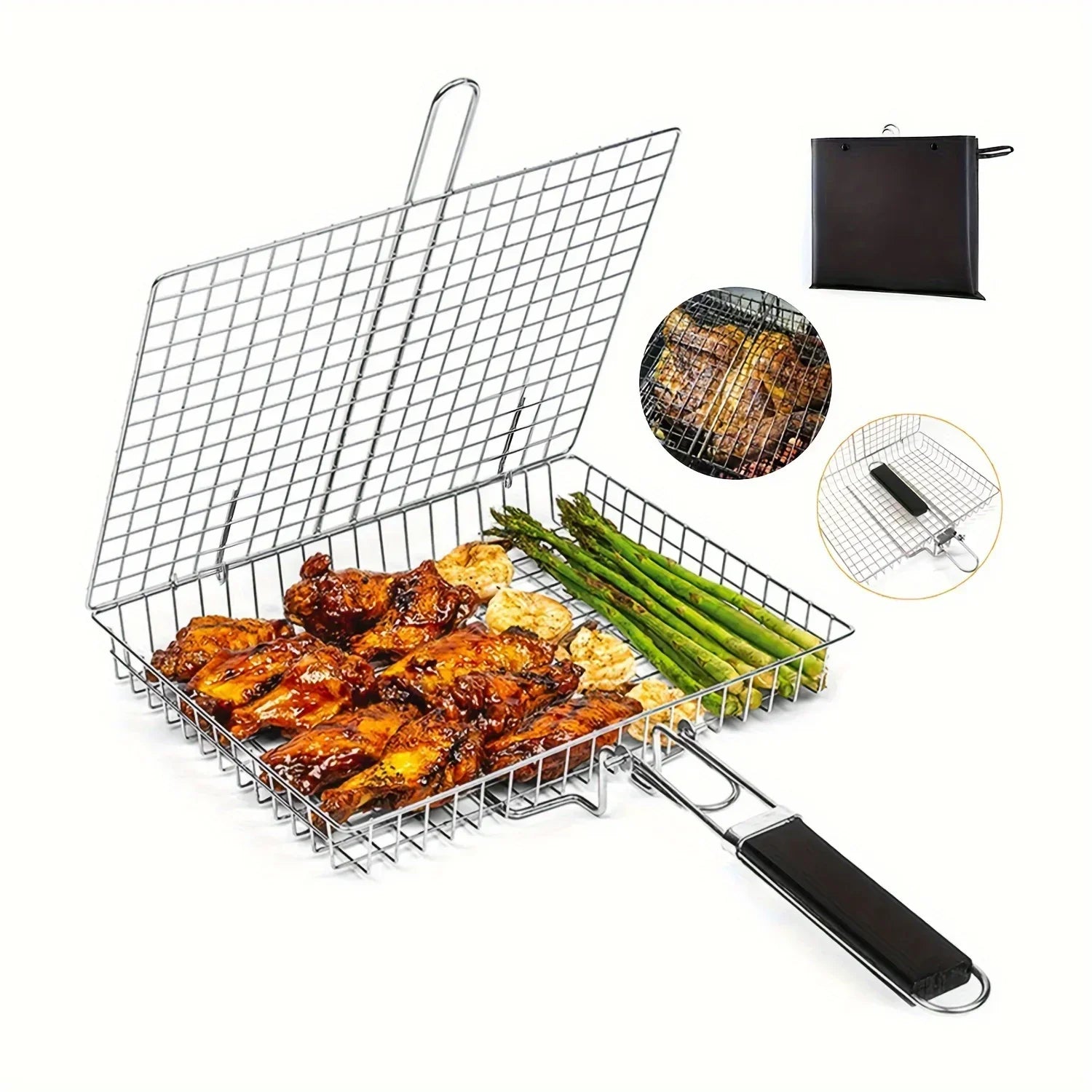 BowLift | Grillaro BBQ Basket | Foldable & Non-Stick | Stainless Steel & Heat Resistant | For Meat & Vegetables