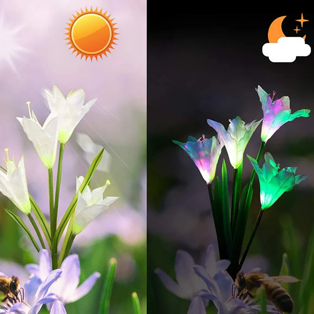 BowLift | Solar LED flower lights in lily shape – Color-changing garden lights with stake for outdoor areas