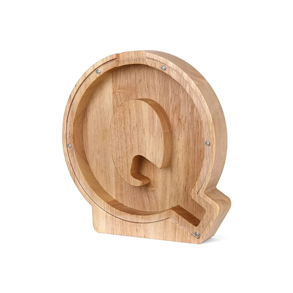 BowLift | Wooden Alphabet Piggy Bank with Transparent Viewing Window for Stylish Saving