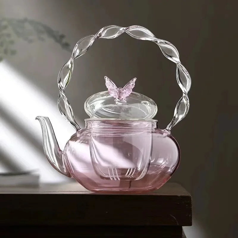 BowLift | Floral Lid Design Tea Infuser Glass Teapot