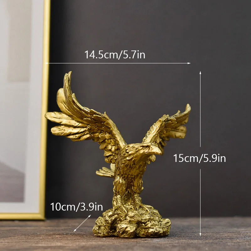 BowLift | Resin Golden Eagle Statue Art Animal Model Collection Ornament Home Office Desk Feng Shui Decor Figures simple