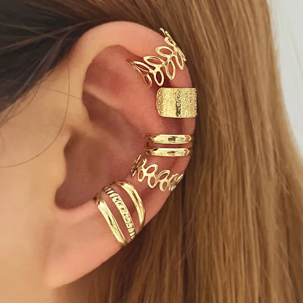 BowLift | Elegant Gold Leaf Clip-On Ear Cuff Set for Women