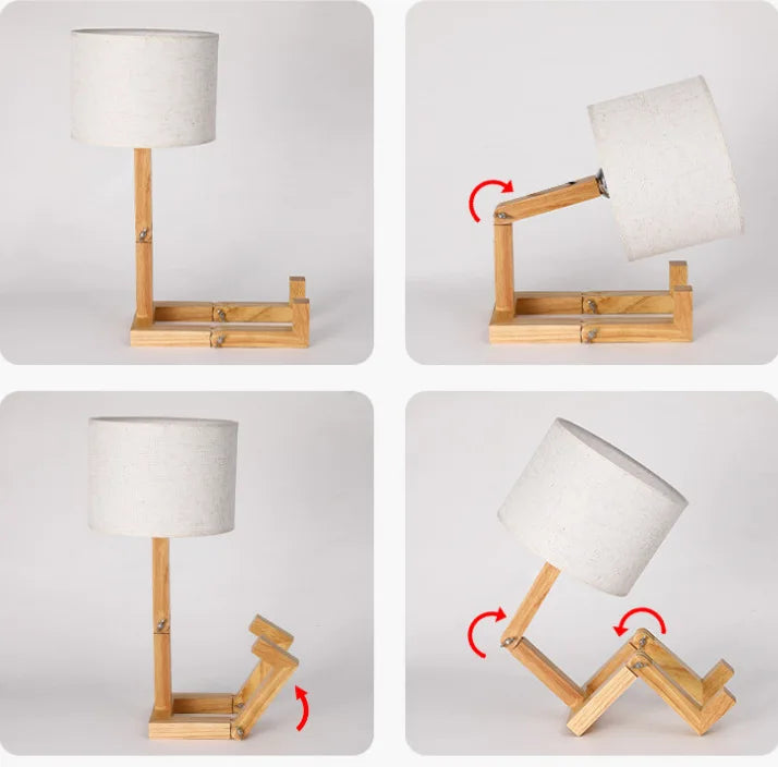BowLift | Playful Robot Table Lamp - made of Sustainable Wood for Creative Spaces